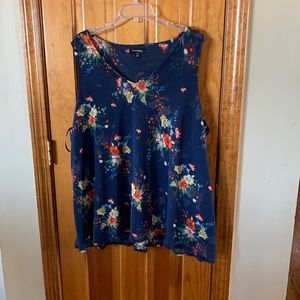 ROZ & ALI FLORAL OVERLAY BLOUSE 3X